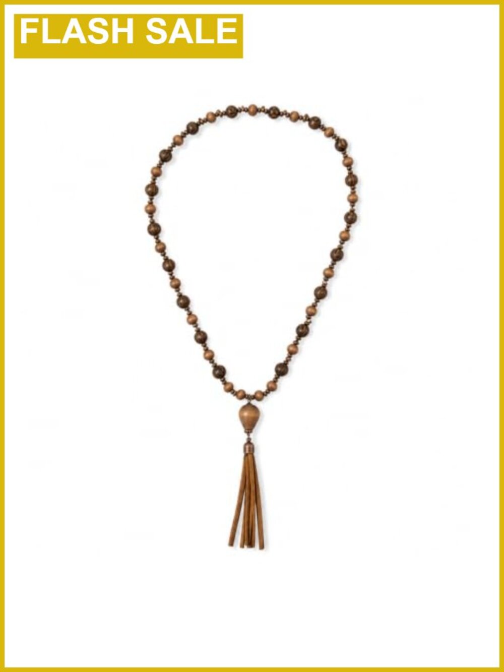Wood Bead Tassel Necklace Boho Long Layering Women's Jewelry